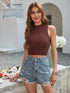 Mock Neck Sleeveless Ribbed Crop Top